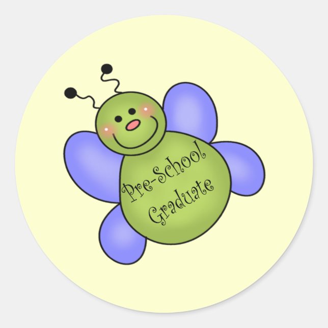 Pegatina Redonda Regalos de graduación preescolar (Anverso)