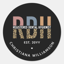 Pegatina Redonda Regalos de higienistas dentales registrados por el