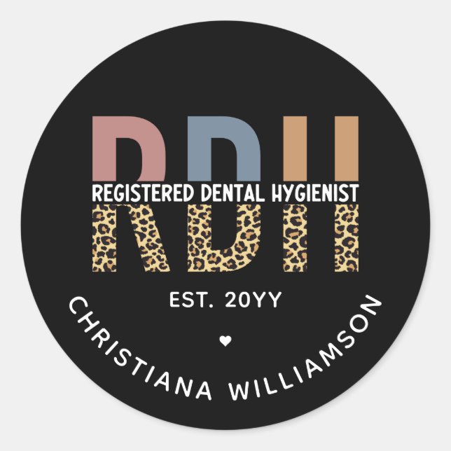 Pegatina Redonda Regalos de higienistas dentales registrados por el (Anverso)