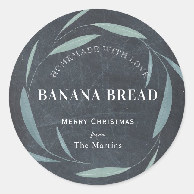 Pegatina Redonda Regalos de horneado caseros Verdor Chalkboard Holi (Anverso)