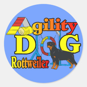 Pegatina Redonda Regalos de la agilidad de Rottweiler
