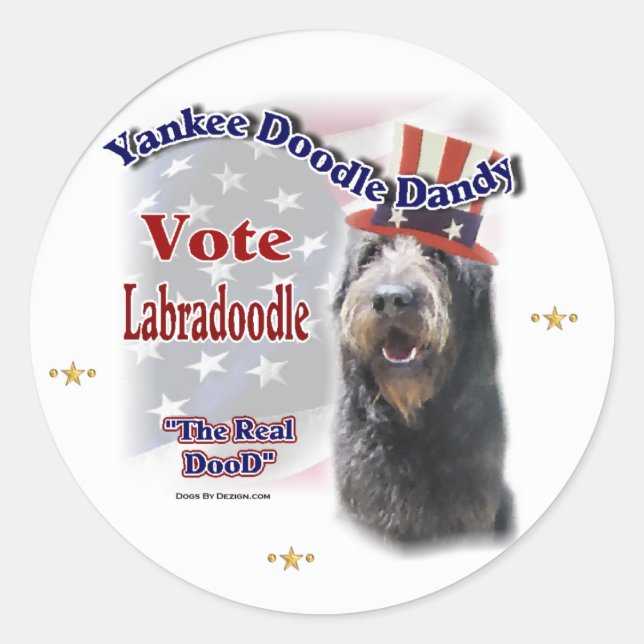 Pegatina Redonda Regalos de Labradoodle (Anverso)