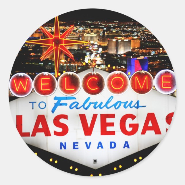 Pegatina Redonda Regalos de Las Vegas (Anverso)