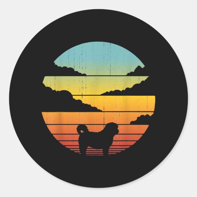 Pegatina Redonda Regalos de los 70 de Shih Tzu Style 60 de los homb (Anverso)