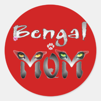 Pegatina Redonda Regalos de mamá del gato bengalí