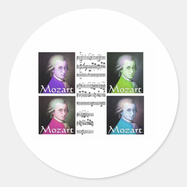 Pegatina Redonda Regalos de Mozart Lovers (Anverso)
