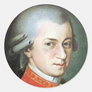 Pegatina Redonda Regalos de Mozart para amantes de la música