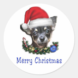 Pegatina Redonda regalos de Navidad para Chihuahua