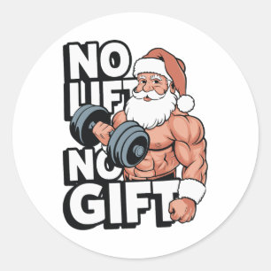 Pegatina Redonda Regalos de Navidad para culturistas de gimnasio de