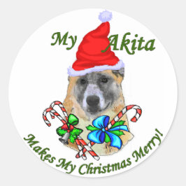Pegatina Redonda Regalos de Navidades Akita