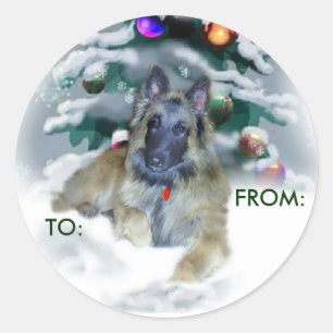 Pegatina Redonda Regalos de Navidades belgas Tervuren, A:, DESDE: