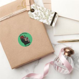 Pegatina Redonda regalos de navidades de gatos, nombre personalizad