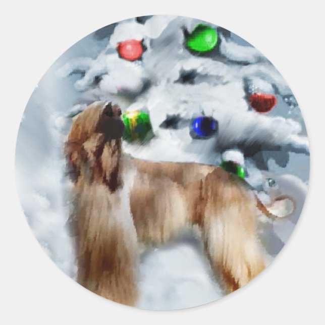 Pegatina Redonda Regalos de Navidades de hebillas afganas (Anverso)