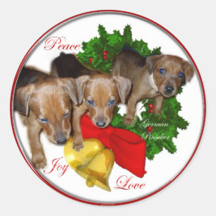 Pegatina Redonda Regalos de Navidades de Pinscher en Alemania
