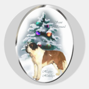 Pegatina Redonda Regalos de Navidades de San Bernardo