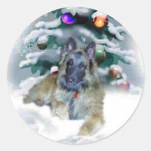 Pegatina Redonda Regalos de Navidades de Tervuren de Bélgica