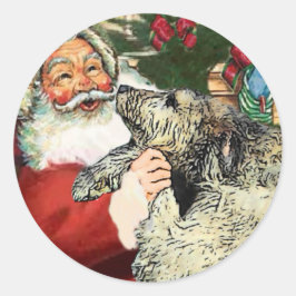Pegatina Redonda Regalos de Navidades de Wolfhound de Irlanda