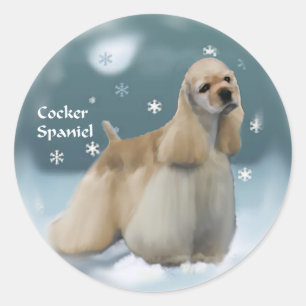 Pegatina Redonda Regalos de Navidades españoles Cocker