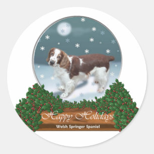 Pegatina Redonda Regalos de Navidades españoles de Welsh Springer