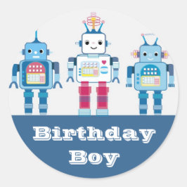 Pegatina Redonda Regalos de Novedad de Guay Blue and Red Robots