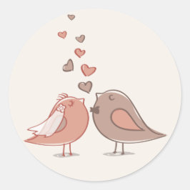 Pegatina Redonda Regalos de Novias Retro y Aves Groom