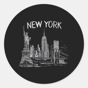 Pegatina Redonda Regalos de Nueva York para hombres y mujeres Ciuda