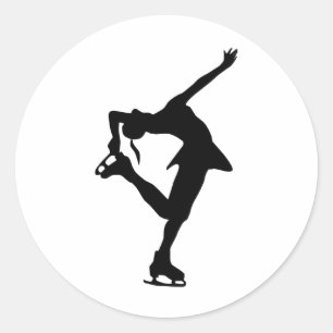 Pegatina Redonda Regalos de patinaje artístico sobre personalizado