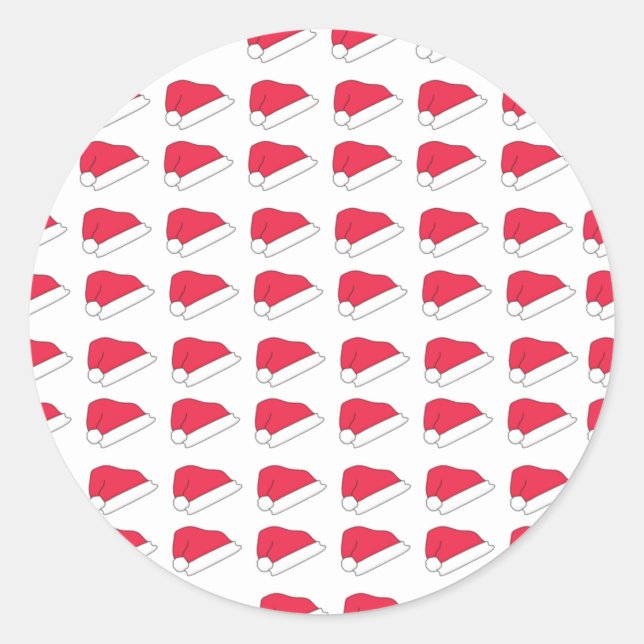 Pegatina Redonda Regalos de patrón Gorra de Santa Claus (Anverso)