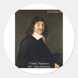 Pegatina Redonda Regalos de Sabiduría de René Descartes "Pienso Lue