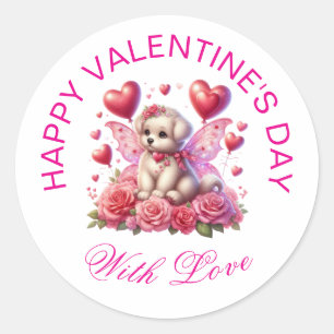 Pegatina Redonda Regalos de San Valentín - Cachorro adorable 3