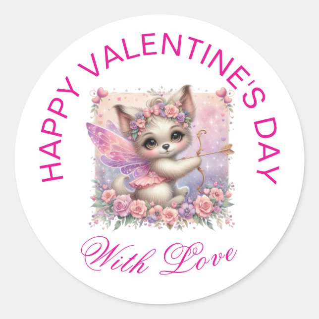 Pegatina Redonda Regalos de San Valentín - Cachorro adorable pavime (Anverso)