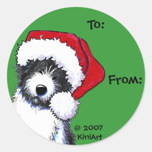 Pegatina Redonda Regalos de Santa Beart Collie