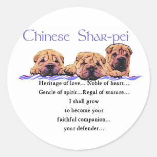 Pegatina Redonda Regalos de Shar-pei chinos