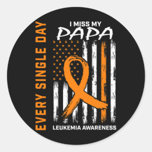 Pegatina Redonda Regalos De Simpatía Pérdida De Papa Naranja Leukem