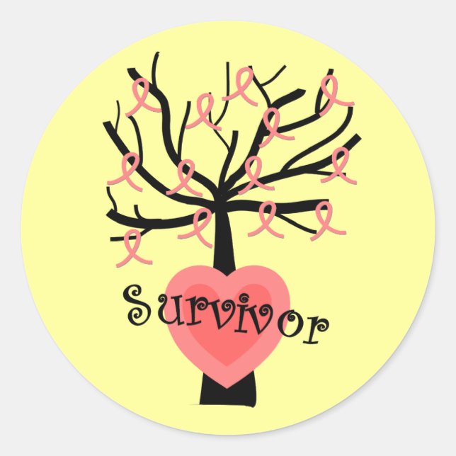 Pegatina Redonda Regalos de sobrevivientes de cáncer de mama: diseñ (Anverso)