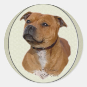 Pegatina Redonda Regalos de Staffordshire Bull Terrier