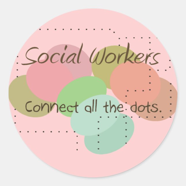 Pegatina Redonda Regalos de trabajadores sociales "Conecten todos l (Anverso)