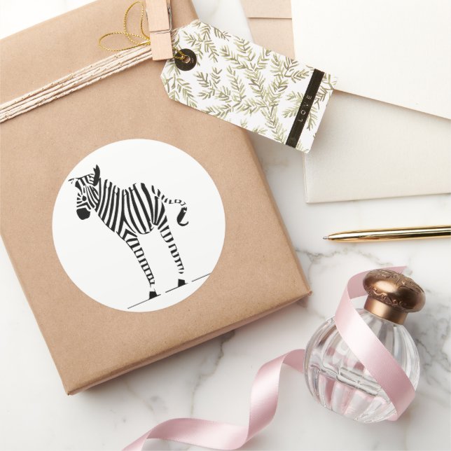 Pegatina Redonda Regalos de Zebra Lovers (Regalar)