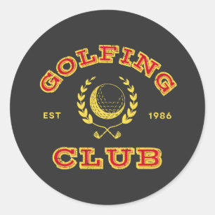 Pegatina Redonda Regalos del Club de Golf Golf Club Golf