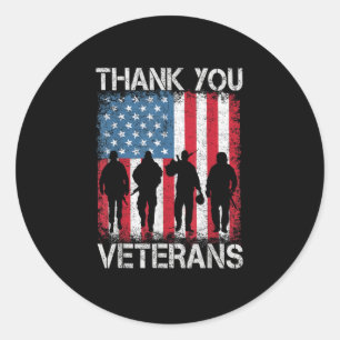 Pegatina Redonda Regalos del Día del Veterano Gracias Veteranos Org