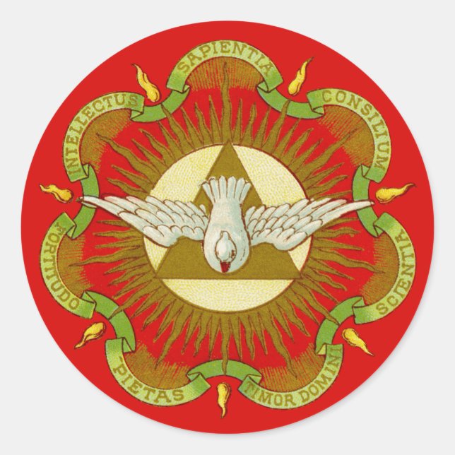 Pegatina Redonda Regalos del Espíritu Santo (BK 026) (Estilo 2a) (Anverso)