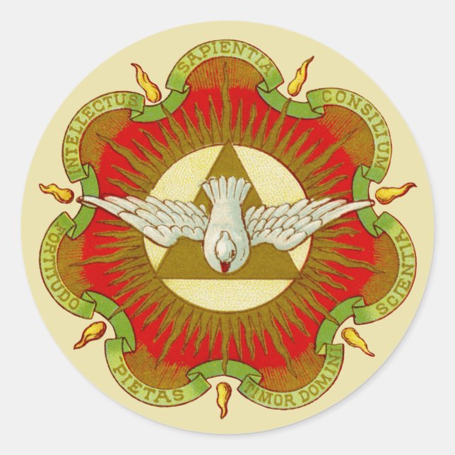 Pegatina Redonda Regalos del Espíritu Santo (BK 026) (Estilo 2b) (Anverso)