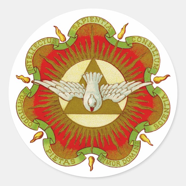 Pegatina Redonda Regalos del Espíritu Santo (BK 026) (Estilo 2c) (Anverso)