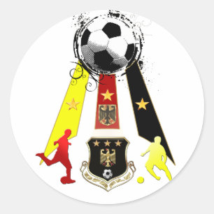 Pegatina Redonda Regalos del fútbol de Deutschland Fusbball