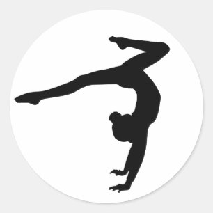 Pegatina Redonda Regalos del Handstand del macho del gimnasta