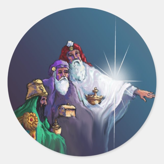 Pegatina Redonda REGALOS DEL MAGI por SHARON SHARPE (Anverso)