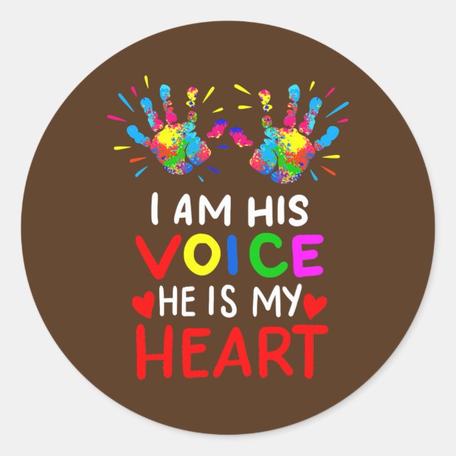 Pegatina Redonda Regalos del Mes de Concienciación sobre Autismo Au (Anverso)