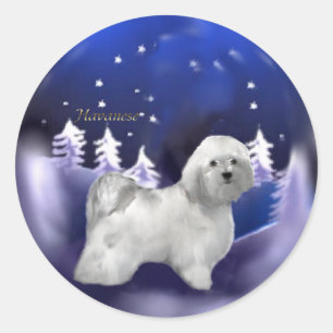 Pegatina Redonda Regalos del navidad de Havanese