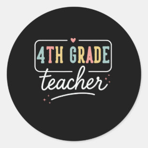 Pegatina Redonda Regalos del profesor de corazón de cuarto grado 4t