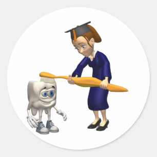 Pegatina Redonda Regalos dentales de la graduación de la higiene o